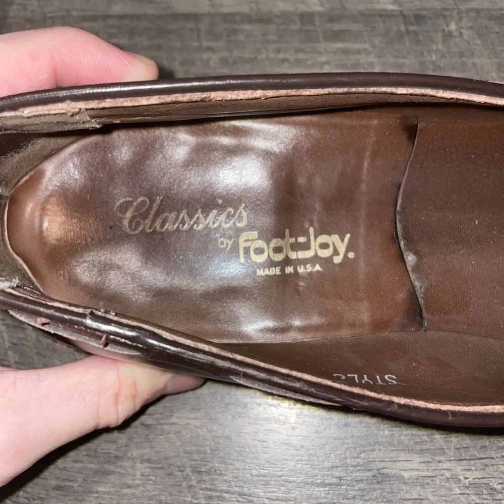Vintage Foot-Joy Classics Men’s Tassel Loafers Brown Leather USA Made 9.5 B